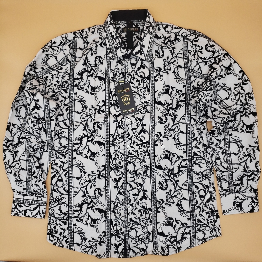 NWT Chuxx 2004 Mens Long Sleeve Button Down Shirt - White. M, L, XL, XXL